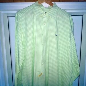 Vineyard Vines Light Green Checkered Shirt